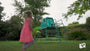 Blue explorer metal climbing frame with slide & jungle run video