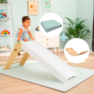 Active-Tots Pikler Style Folding Wooden Slide, Wooden Balance Board & Play Mats - FSC<sup>&reg;</sup> certified