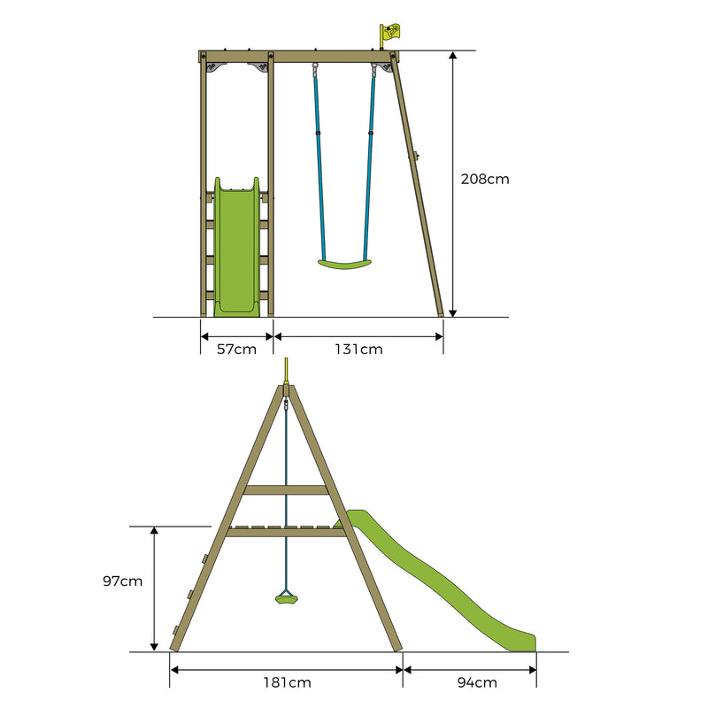 TP Forest Multiplay Single Wooden Swing & Slide Set - FSC<sup>&reg;</sup> certified