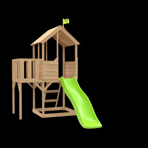 Treehouse Wooden Play Tower, with Wavy Slide & Wooden Balcony - FSC<sup>&reg;</sup> certified