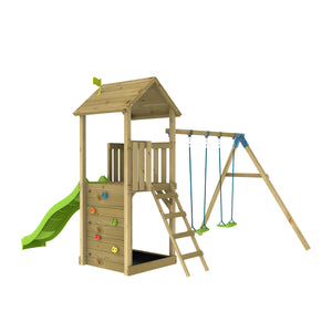 TP Skywood Wooden Play Tower with Ripple Slide & Double Swing Arm - FSC<sup>&reg;</sup> certified