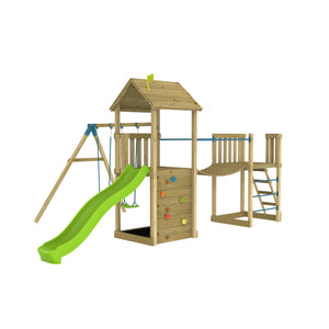 TP Skywood Wooden Play Tower with Ripple Slide, Sky Bridge, Mini Tower & Double Swing Arm - FSC<sup>&reg;</sup> certified