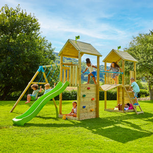 TP Skywood Wooden Play Tower with Ripple Slide, Sky Bridge, Additional Play Tower & Double Swing Arm - FSC<sup>&reg;</sup> certified