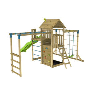 TP Skywood Wooden Play Tower with Super Wavy Slide, Sky Deck, Monkey Bars & Skyline with Rapide Swing Seat - FSC<sup>&reg;</sup> certified