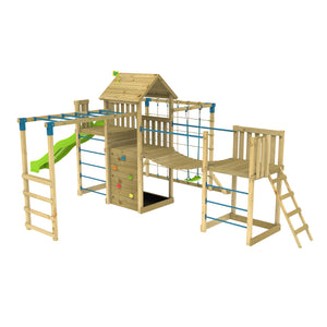 TP Skywood Wooden Play Tower with Super Wavy Slide, Sky Deck, Monkey Bars & Skyline with Rapide Swing Seat - FSC<sup>&reg;</sup> certified