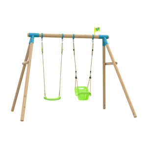 TP Compact Wooden Double Swing Set with Roped Rapide Seat & Baby Seat - FSC<sup>&reg;</sup> certified