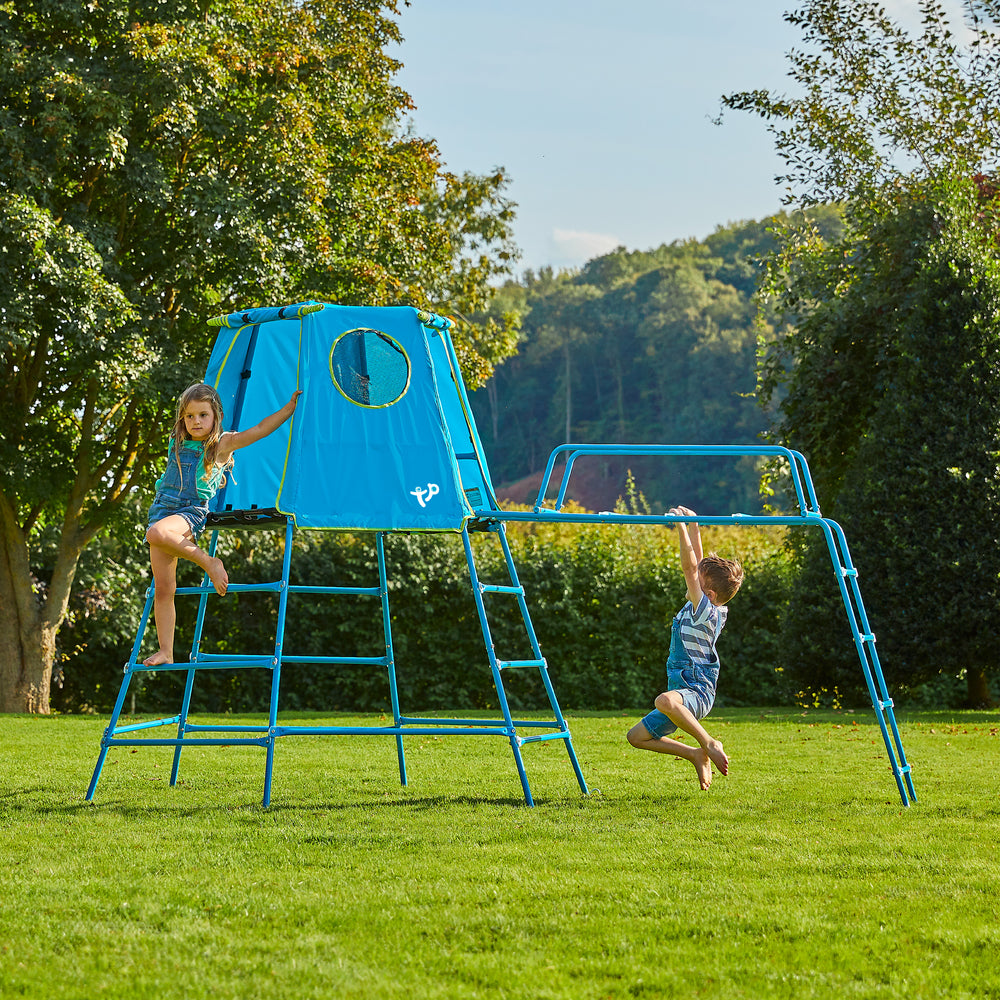 Children playing on Explorer metal climbing frame