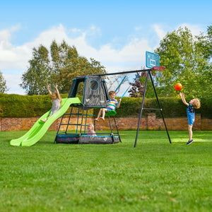 TP Explorer Metal Climbing Frame Set & Slide, Swing and Basketball Black Edition