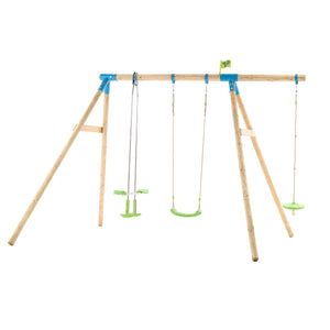 TP Knightswood Triple Wooden Swing Set With Glide Ride And Button Seat - FSC<sup>&reg;</sup> certified