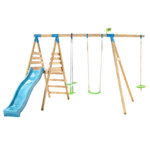 TP Knightswood Triple Wooden Swing & Slide Set With Glide Ride & Button Seat - FSC<sup>&reg;</sup> certified