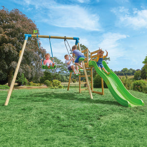 TP Kite Wooden Double Swing Set with 8ft CrazyWavy Slide - FSC<sup>&reg;</sup> certified