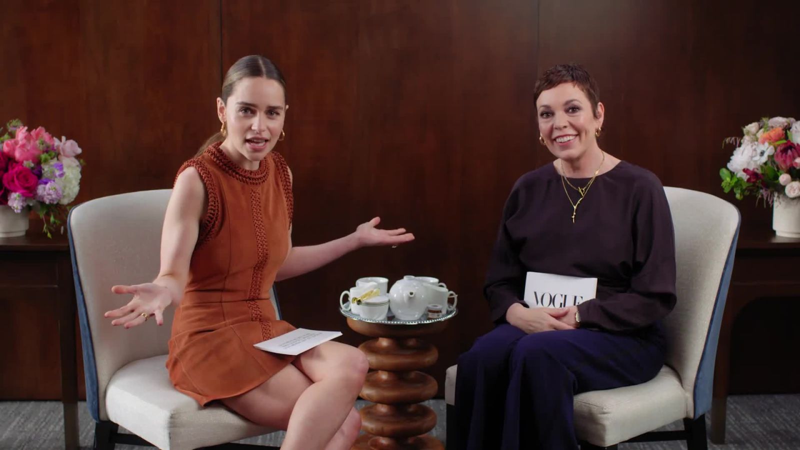 Watch Emilia Clarke and Olivia Colman Cackle Over Tea in a New Video Series, “Off the Cuff”